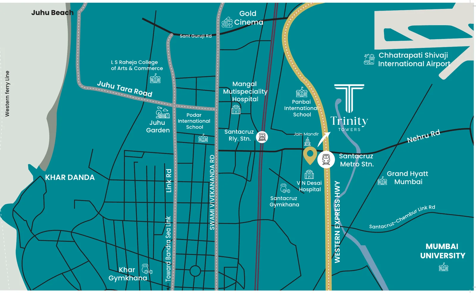 Trinity Towers location map — Santacruz, Mumbai